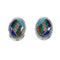 Multicolor Native American Inlay Sterling Silver Post Earrings X11337